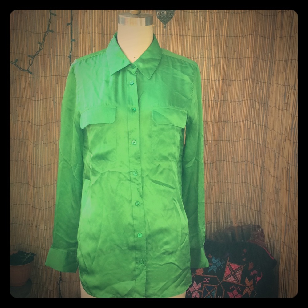 Equipment SIGNATURE silk shirt green S